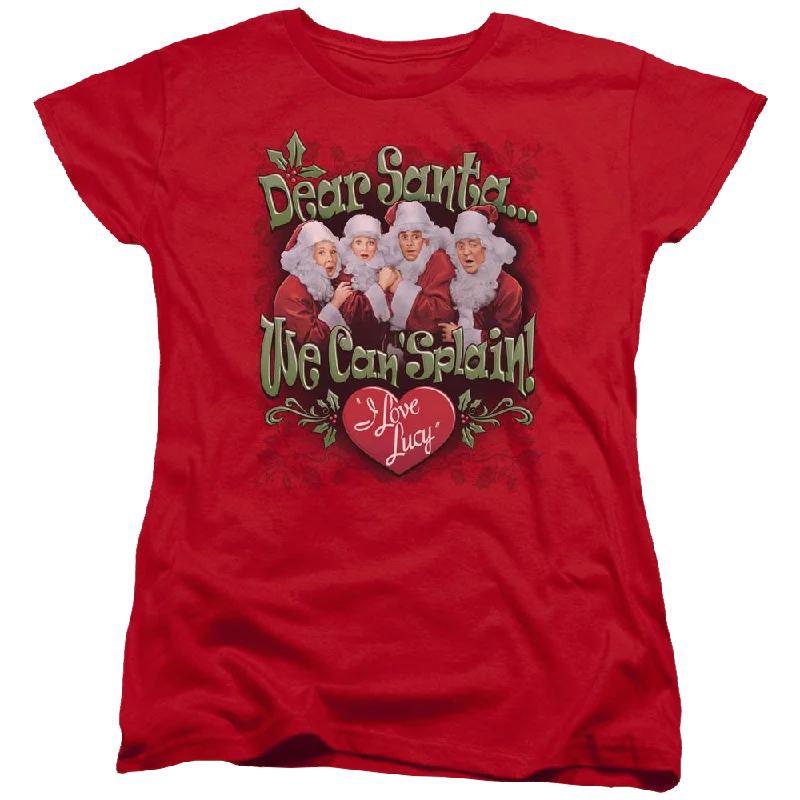 I Love Lucy Dear Santa Women's T-Shirt-- Spandex Blend Rayon Blend Denim Blend