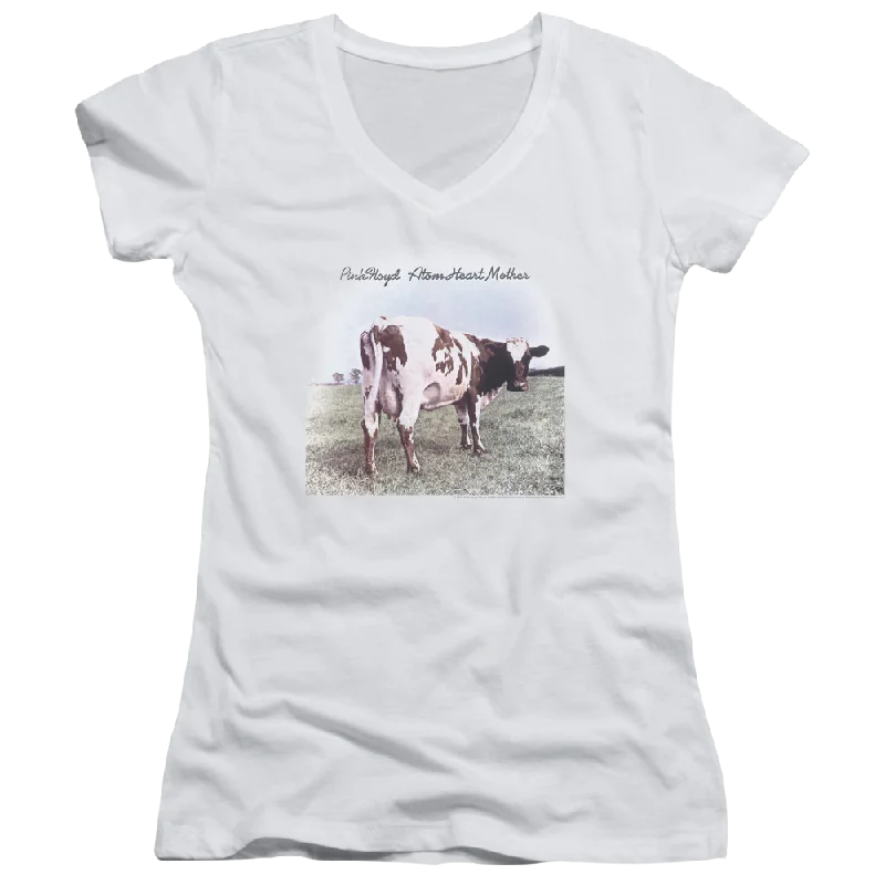 Pink Floyd Atom Heart Mother - Juniors V-Neck T-Shirt-- Houndstooth Herringbone Solid Pink Floyd Atom Heart Mother - Juniors V-Neck T-Shirt-- Houndstooth Herringbone Solid