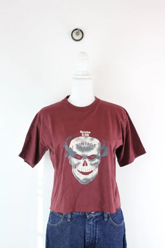 Vintage Vintage & Rags Crop T-Shirt (L)-- Cotton Fabric Linen Fabric Terry Fabric