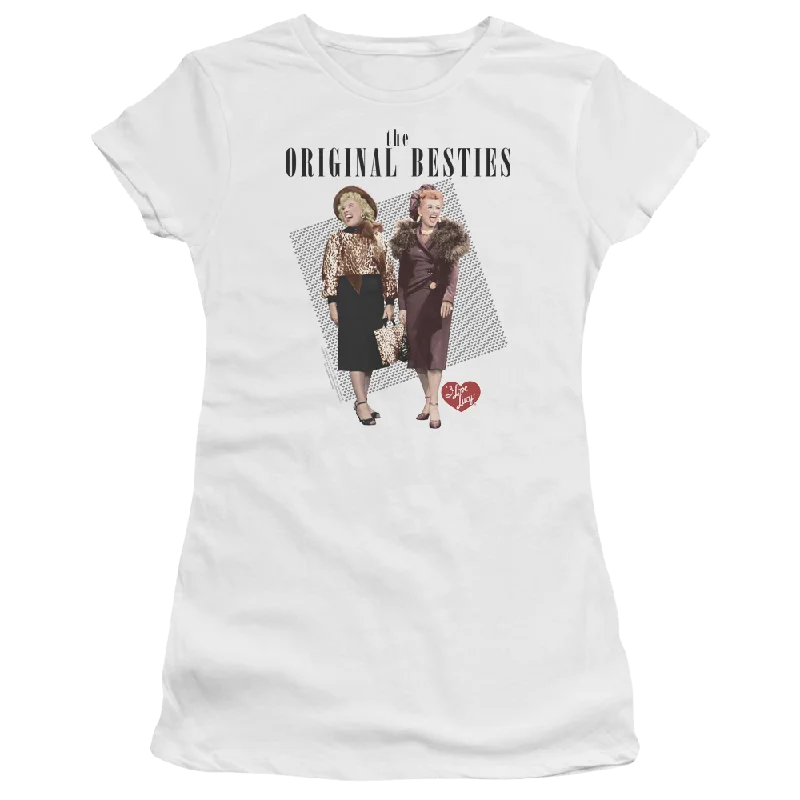 I Love Lucy Original Bestie Juniors T-Shirt-- Notch Collar Peter Pan Collar Cowl Neck I Love Lucy Original Bestie Juniors T-Shirt-- Notch Collar Peter Pan Collar Cowl Neck