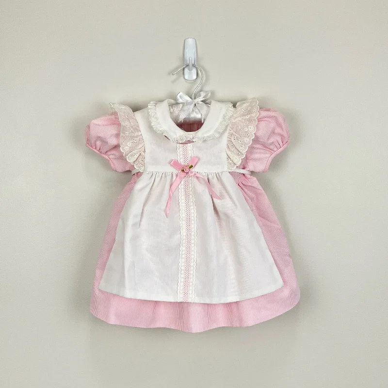 Vintage Sylvia Whyte Pink Pinafore Dress Large USA Off-the-shoulder Chic Trendy