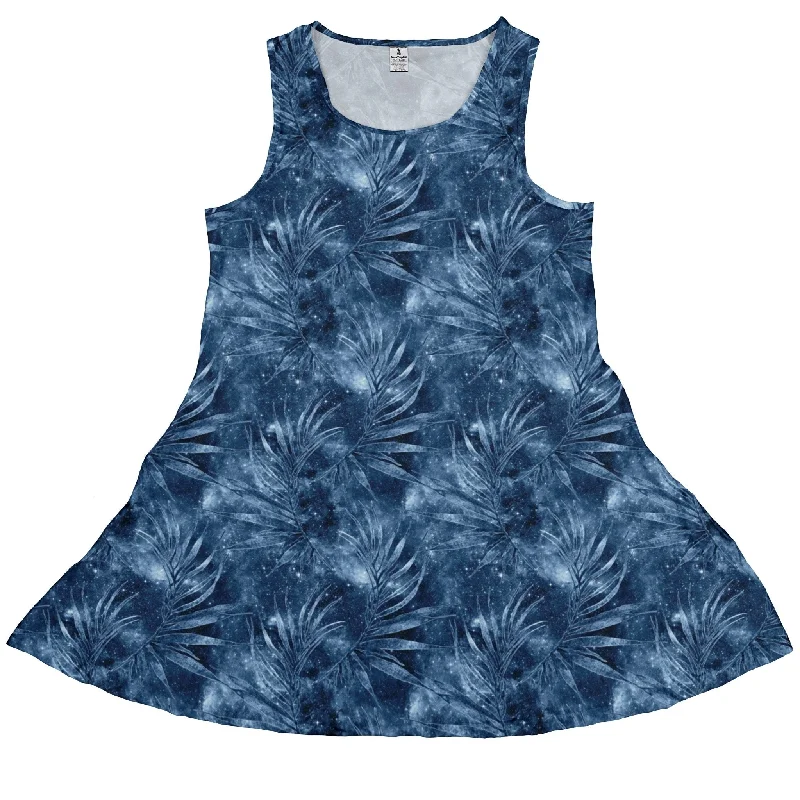 Blue Grey Hawaiian Space Dress Tunics Canvas sturdy