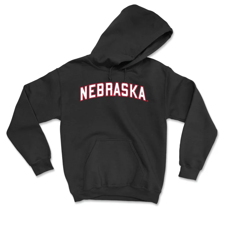 Women's Tennis Black Nebraska Hoodie - Lucy Loy Hoodie with Cuffed Sleeves Snug Secure Women's Tennis Black Nebraska Hoodie - Lucy Loy Hoodie with Cuffed Sleeves Snug Secure