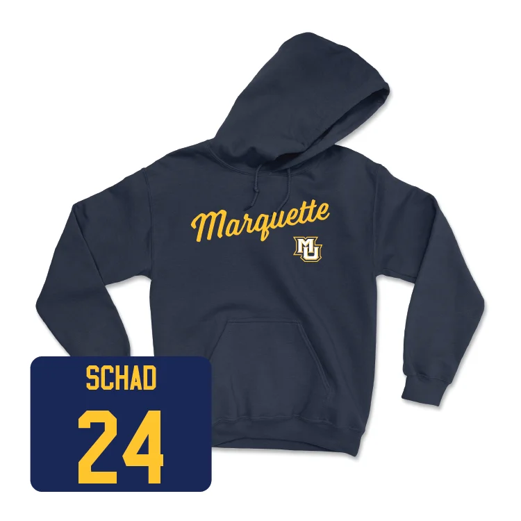 Navy Women's Soccer Script Hoodie - Taylor Schad Hoodie with Embroidery Detailed Premium