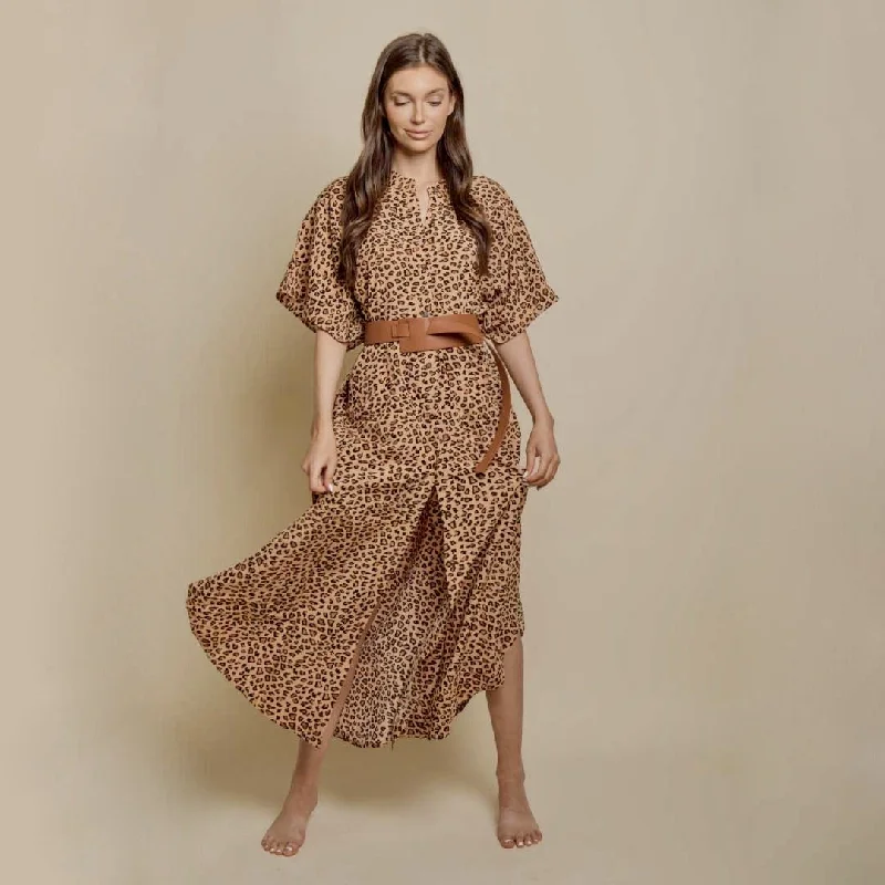 Wide Dress -Cheetah empire Waist empire