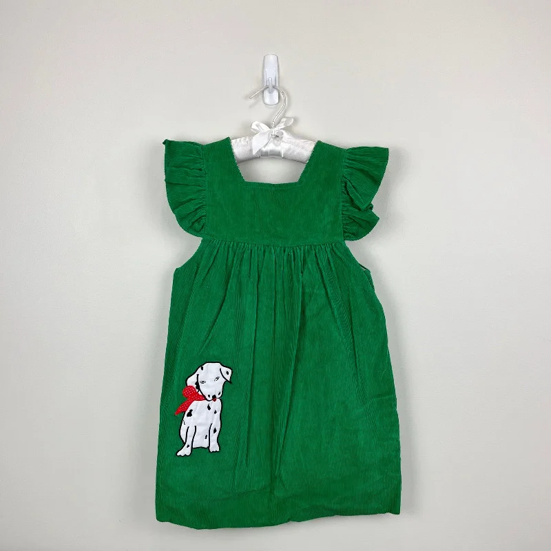 Vintage Green Corduroy Jumper Dress Applique Dalmatian Dog 6 Tunics Seasonal trendy