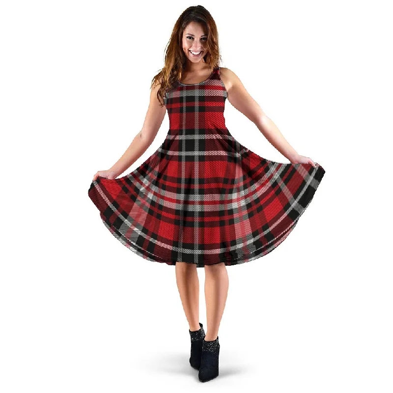 Red Plaid Tartan Print Dress Tunics Floral girly