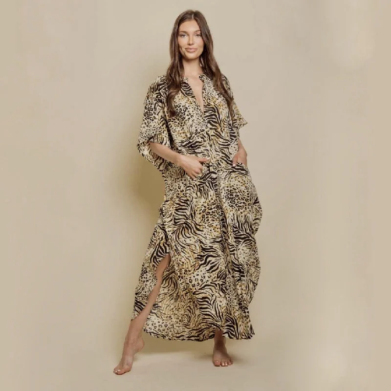 Wide Dress -Animal Print Pencil Office Professional