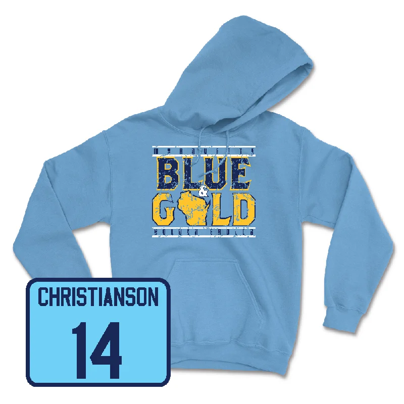 Championship Blue Women's Soccer State Hoodie - Haley Christianson Hoodie with Hem Fringe Bohemian Relaxed