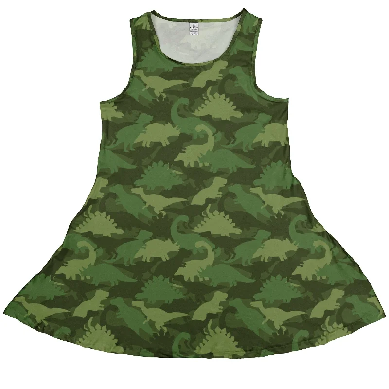 Dinosaur Khaki Army Dinosaur Green Dress Tunics Trendy modern
