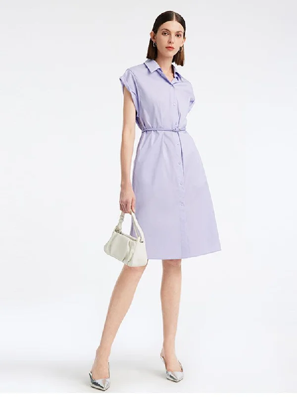 Cotton Shirt Collar Dress Tunics Vintage classic