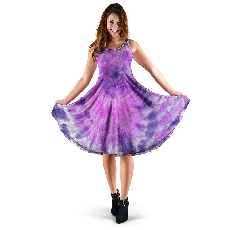 Tie Dye Purple Dress Tunic Top Casual