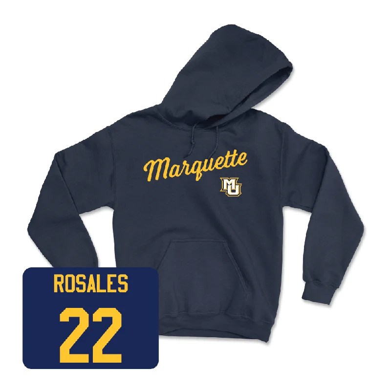 Navy Women's Soccer Script Hoodie  - Carisma Rosales Hoodie with Oversized Fit Loose Comfortable