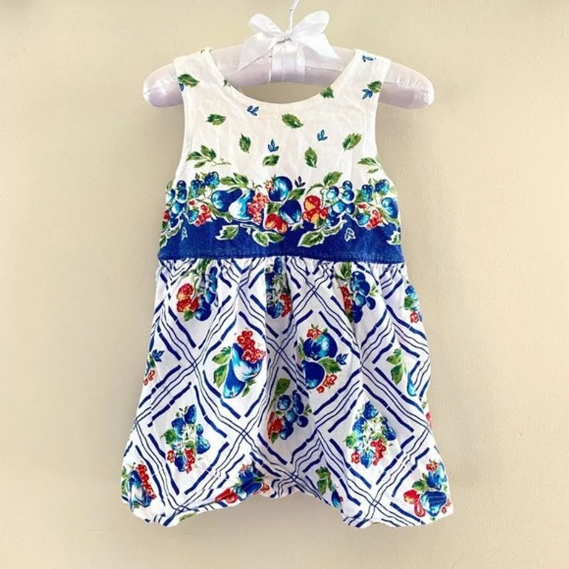 Vintage 90s Gap Sleeveless Sun Dress Medium (6-12 Months) Boatneck Modish Everyday