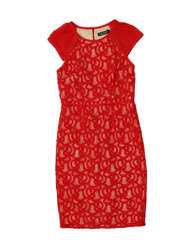 RALPH LAUREN Womens Sheath Dress US 0 XS Red Polyester Tunics Top rated