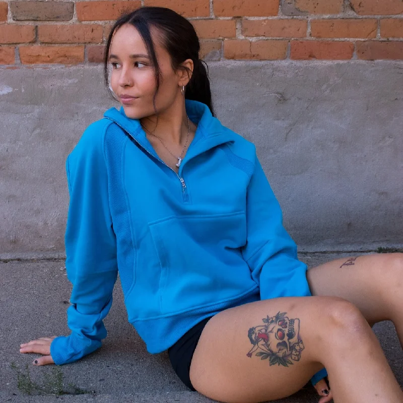 Cozy Up Full Length 1/2 Zip Sweatshirt Hoodie with Lining Warm Insulated