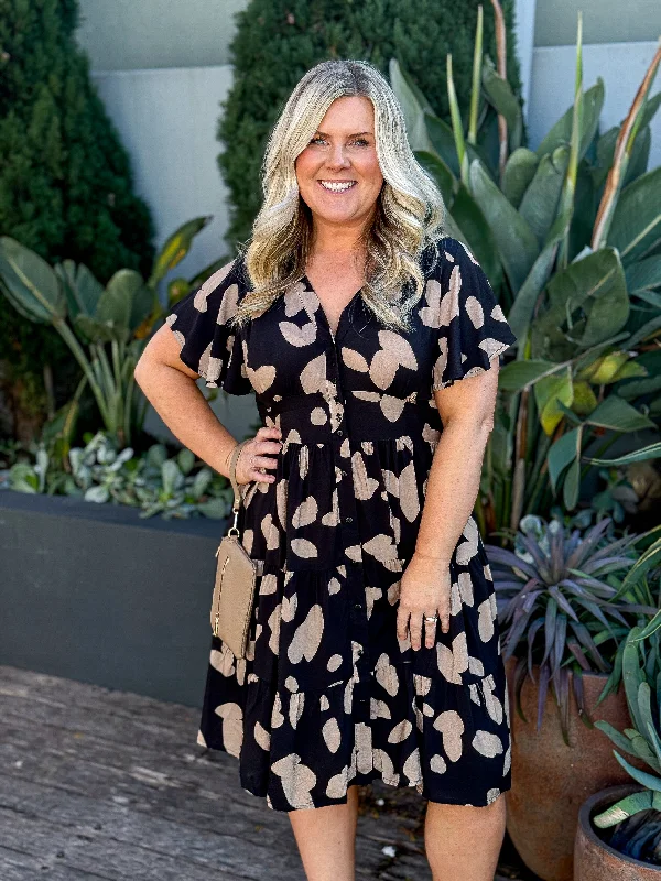 Camille Dress - Black/Brown Tunics Silk luxurious
