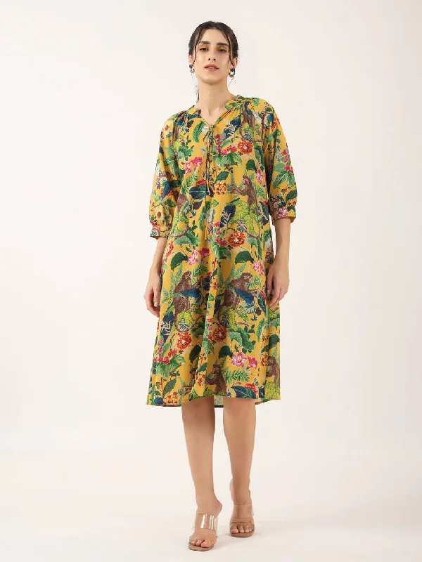 Monkey print Cotton Night Dress Tunics Cozy soft