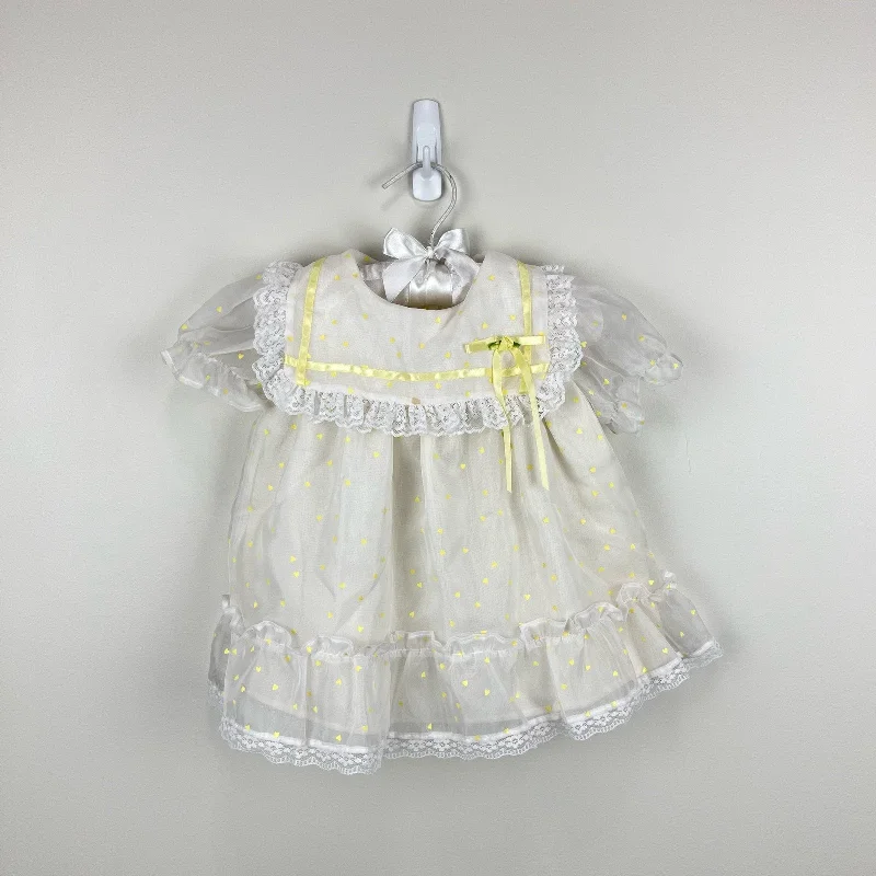 Vintage Precious Originals Yellow Heart Dress 12 Months Tunics Trousers formal