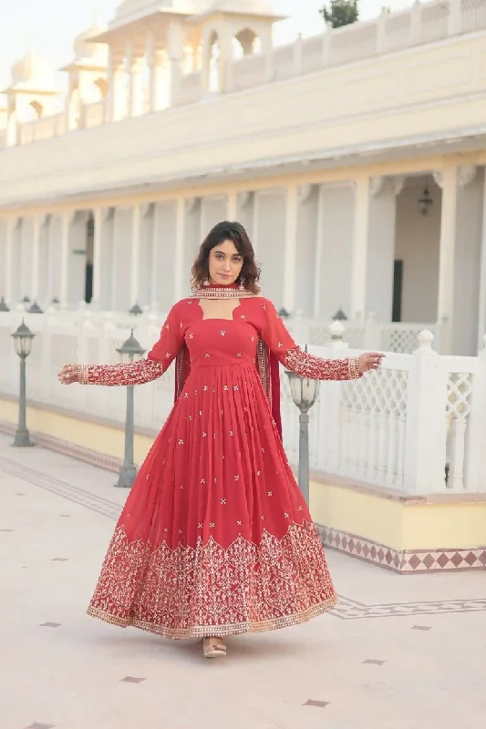 Aastha Fashion Women's Rani Pink Faux Georgette Sequins Embroidered Anarkali Dress with Dupatta Tunics Solid Classic Aastha Fashion Women's Rani Pink Faux Georgette Sequins Embroidered Anarkali Dress with Dupatta Tunics Solid Classic
