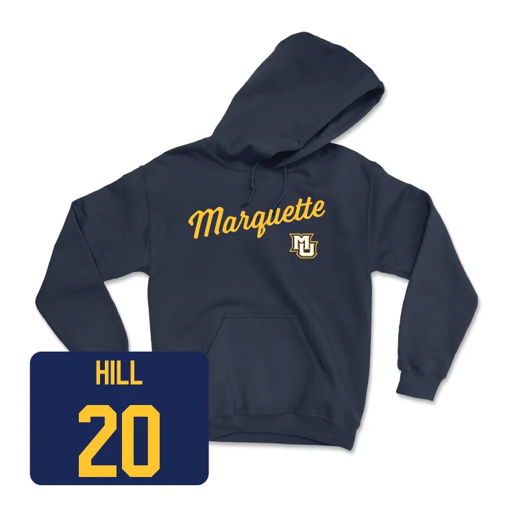 Navy Women's Soccer Script Hoodie - Marina Hill Hoodie with Button Classic Timeless