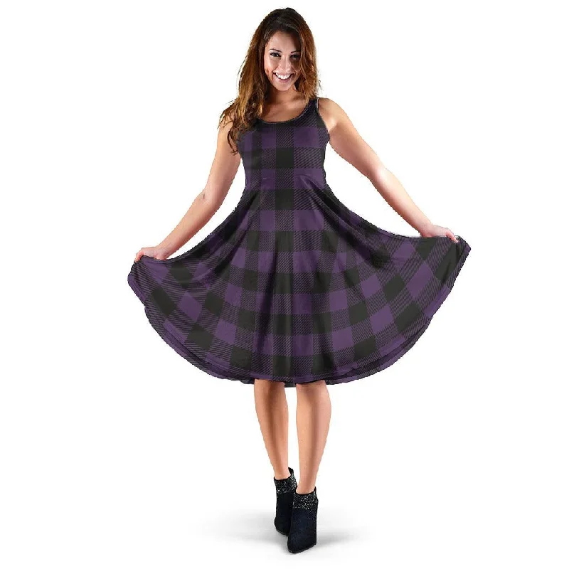 Purple Buffalo Plaid Dress Tunics Winter warm