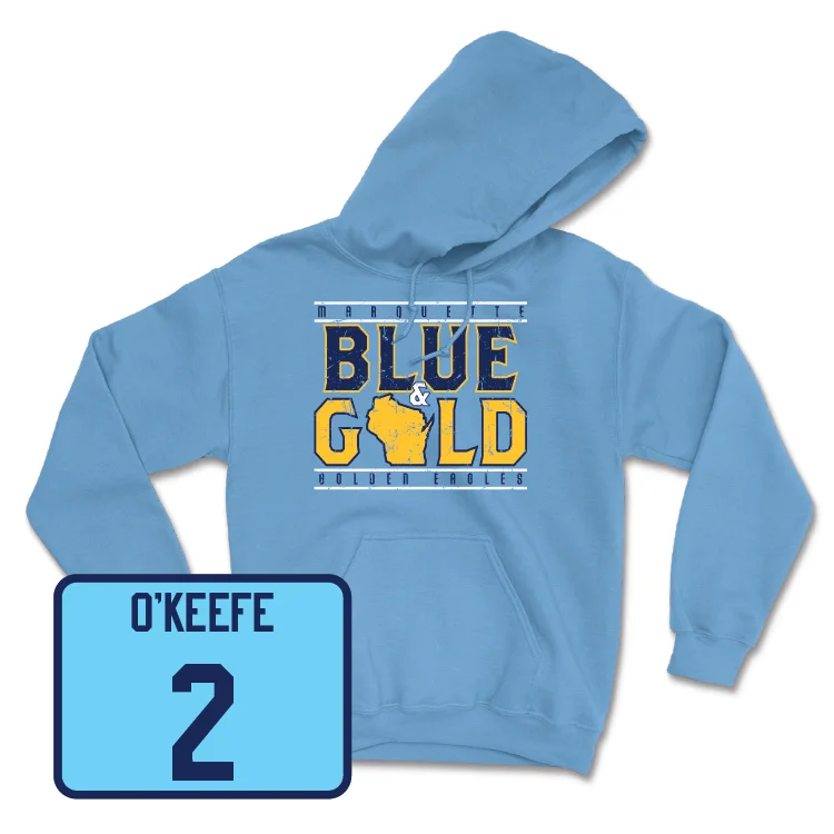 Championship Blue Women's Soccer State Hoodie - Erin O'Keefe Hoodie with Hem Contrast Bold Stylish