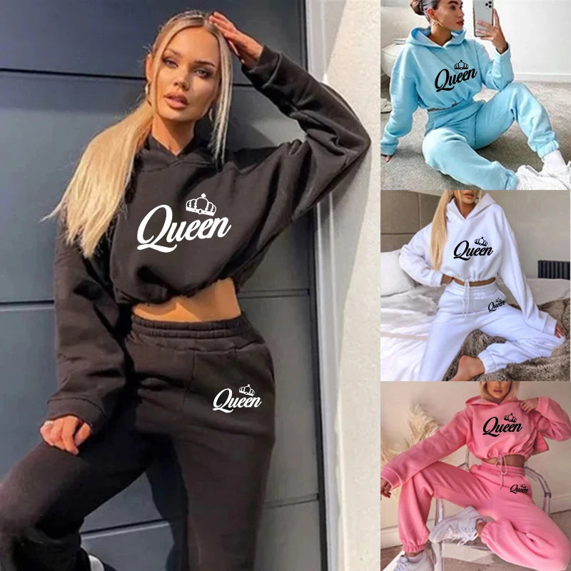 Jogging Sets for Women 2 Pieces Hoodie Women's Tracksuit Comfortable Fashion Short Style Set 2024 Simple Drawstring Daily Casual Hoodie with Raglan Sleeves Sporty Comfortable