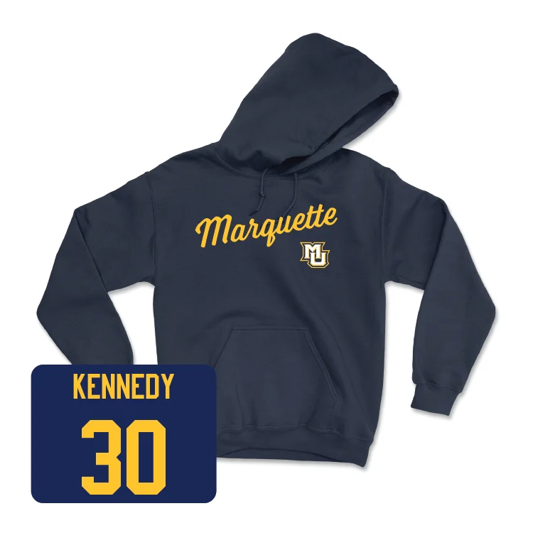 Navy Women's Soccer Script Hoodie - Aeryn Kennedy Hoodie with Raglan Sleeves Sporty Comfortable Navy Women's Soccer Script Hoodie - Aeryn Kennedy Hoodie with Raglan Sleeves Sporty Comfortable