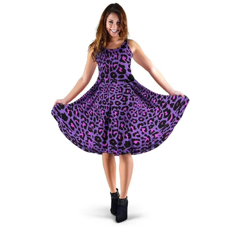 Purple Leopard Dress Tunics Running lightweight