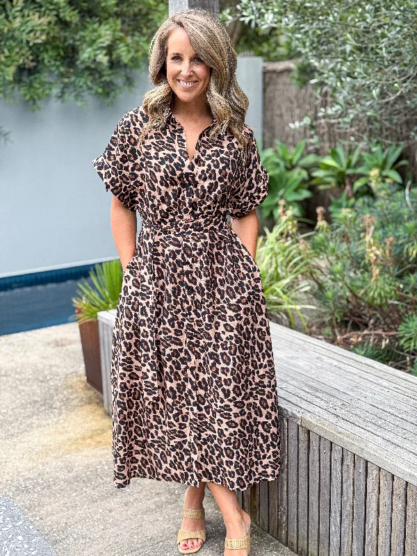 Lavina Dress Leopard Brown Tunics Hiking breathable
