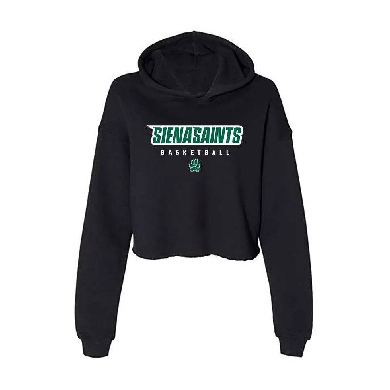 Siena - NCAA Women's Basketball : Myriam Traore - Women's Crop Fleece Hoodie Hoodie with Lace Feminine Delicate