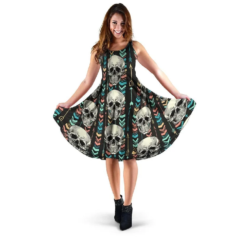 Tribal Skull Dress Elegant Long Evening