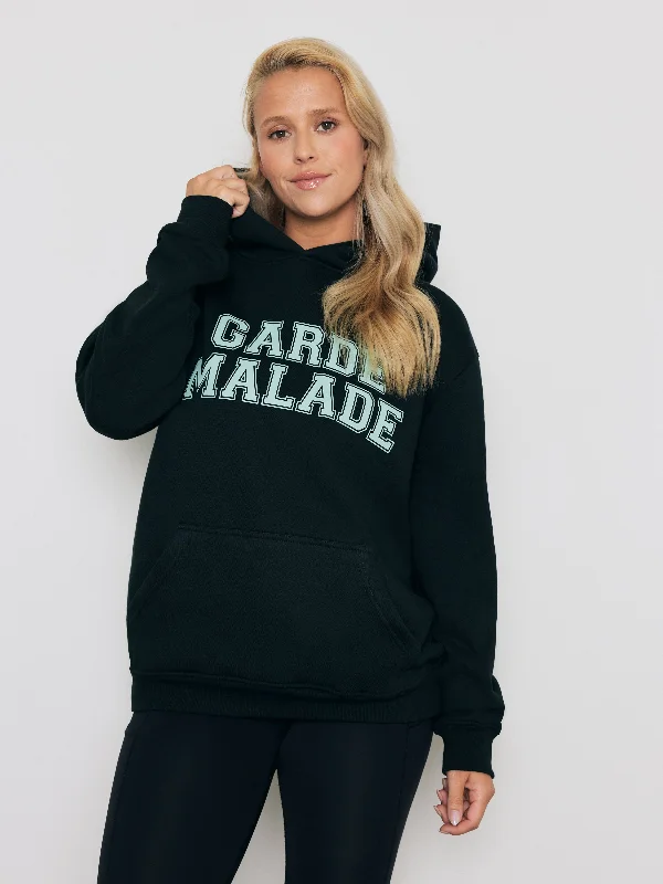 Premium Heavyweight Hoodie – College - Black Hoodie with Lace Feminine Delicate