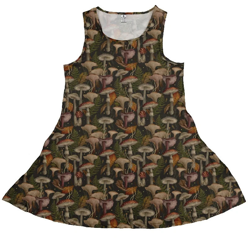 Episodic Autumn Mushroom Collage Dress Maxi Flowy Bohemian