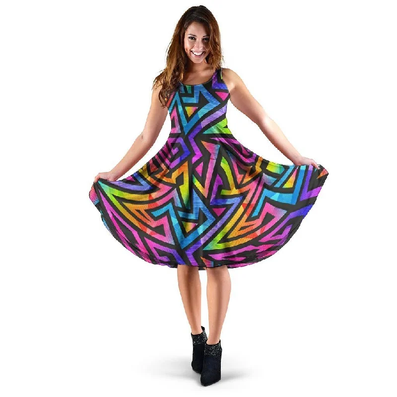Rainbow Geometric Abstract Dress Bodycon Club Sequined