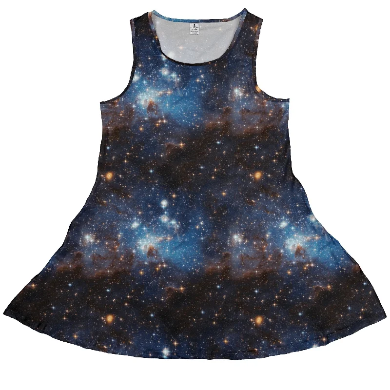 Blue Brown Galaxy Space Dress Tunics Distressed trendy