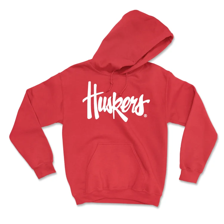 Red Women's Tennis Huskers Hoodie - Lucy Loy Hoodie with Rolled Sleeves Casual Relaxed Red Women's Tennis Huskers Hoodie - Lucy Loy Hoodie with Rolled Sleeves Casual Relaxed
