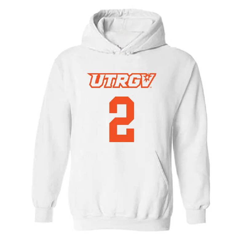 UTRGV - NCAA Women's Basketball : Kayla Lorenz - Sports Shersey Hooded Sweatshirt Hoodie with Mock Neck Collared Structured UTRGV - NCAA Women's Basketball : Kayla Lorenz - Sports Shersey Hooded Sweatshirt Hoodie with Mock Neck Collared Structured