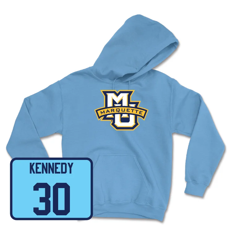 Championship Blue Women's Soccer Marquette Hoodie - Aeryn Kennedy Hoodie with Puffed Sleeves Voluminous Trendy Championship Blue Women's Soccer Marquette Hoodie - Aeryn Kennedy Hoodie with Puffed Sleeves Voluminous Trendy
