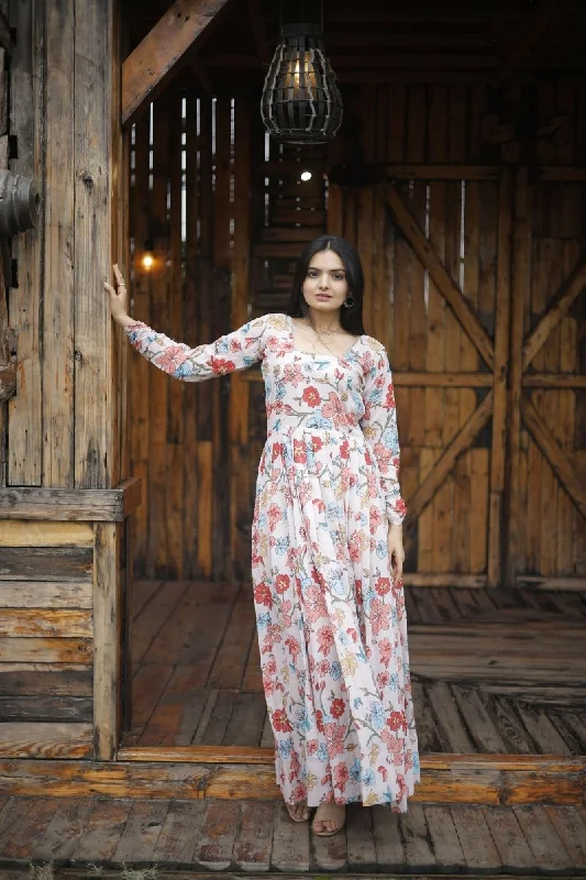 Aastha Fashion Women's Multicolor Georgette Digital Printed Anarkali Dress Tunics Custom made Aastha Fashion Women's Multicolor Georgette Digital Printed Anarkali Dress Tunics Custom made