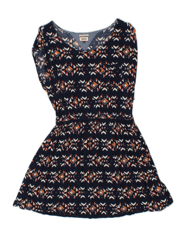 TOMMY HILFIGER Womens A-Line Dress UK 12 Medium Navy Blue Fair Isle Halter Neckline Beach