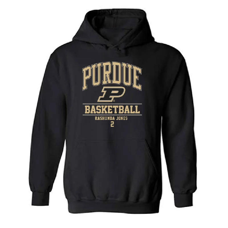 Purdue - NCAA Women's Basketball : Rashunda Jones - Classic Fashion Shersey Hooded Sweatshirt Hoodie with Longline Fit Extended Stylish