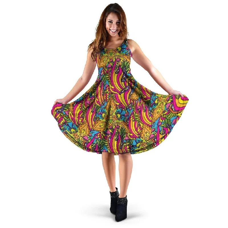 Trippy Hippie Flame Psychedelic Dress Tunics Stylish elegant