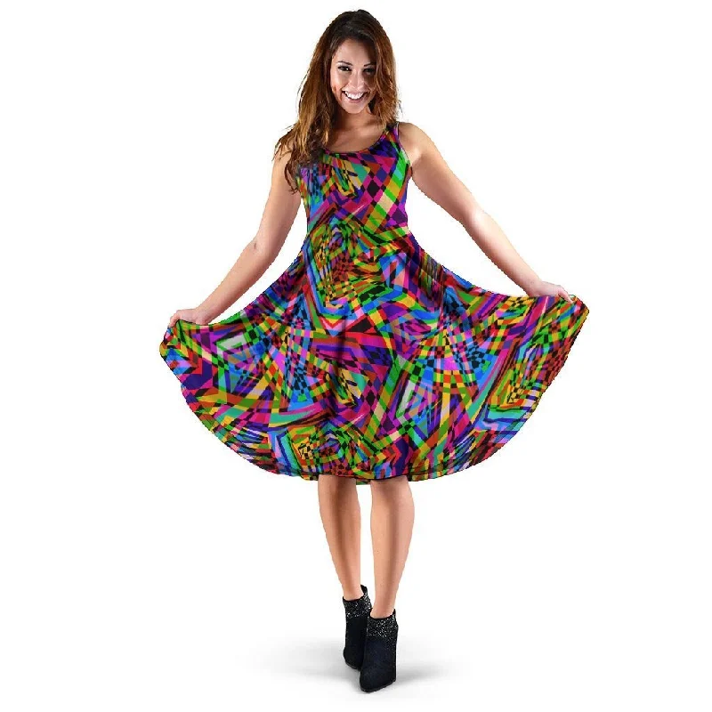 Psychedelic Geometric Multicolor Dress Tunics Cozy comfortable