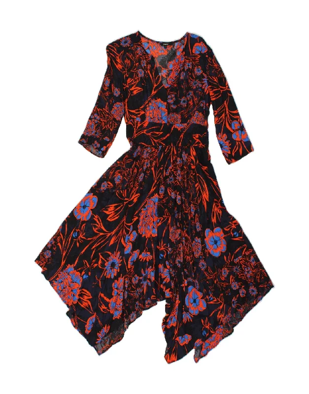 DESIGUAL Womens 3/4 Sleeve Asymmetrical Dress EU 40 Medium Black Floral Tunics Gym athletic DESIGUAL Womens 3/4 Sleeve Asymmetrical Dress EU 40 Medium Black Floral Tunics Gym athletic