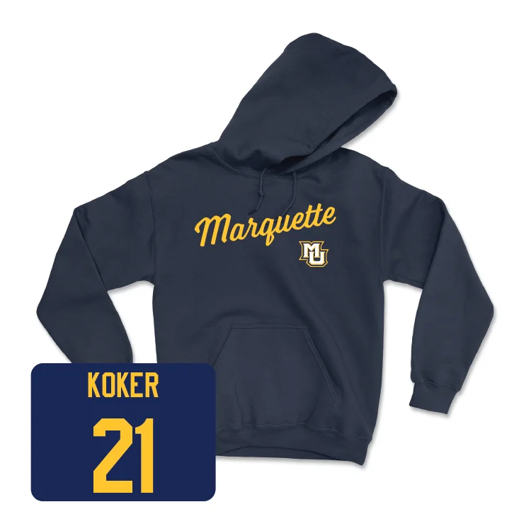Navy Women's Soccer Script Hoodie - Katie Koker Hoodie with Tie-Dye Psychedelic Retro