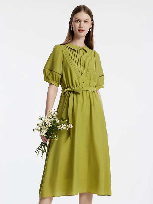 Green Acetate Waist-skimming Dress Tunics Print Colorful