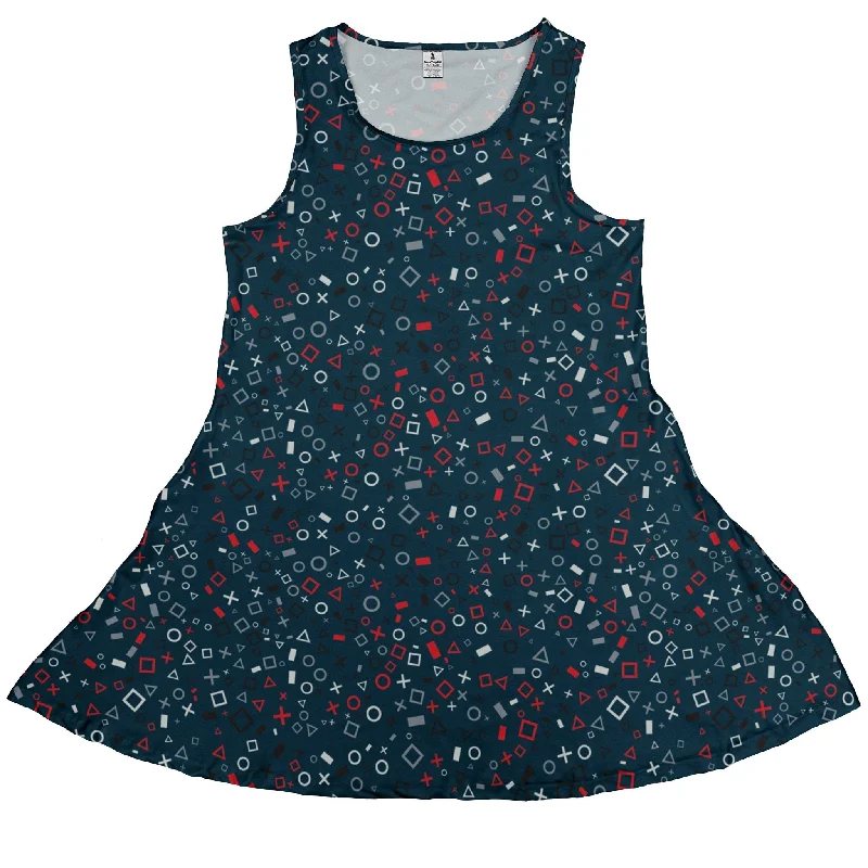 Controller Gamepad Icons Teal Video Game Dress Tunics Summer linen