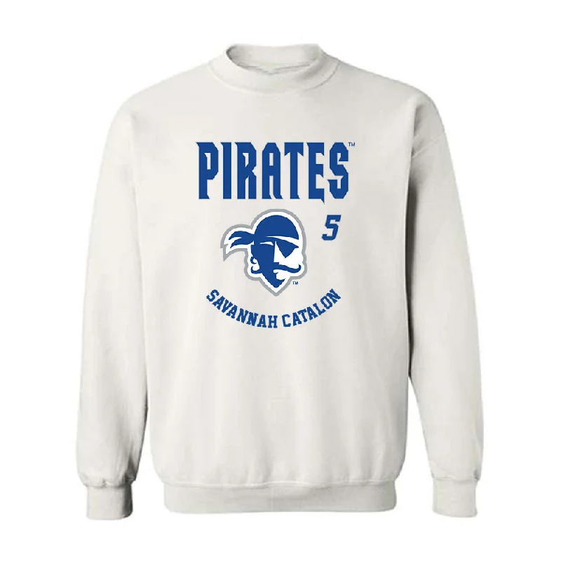 Seton Hall - NCAA Women's Basketball : Savannah Catalon - Fashion Shersey Crewneck Sweatshirt Hoodie with Earth Tones Natural Calm